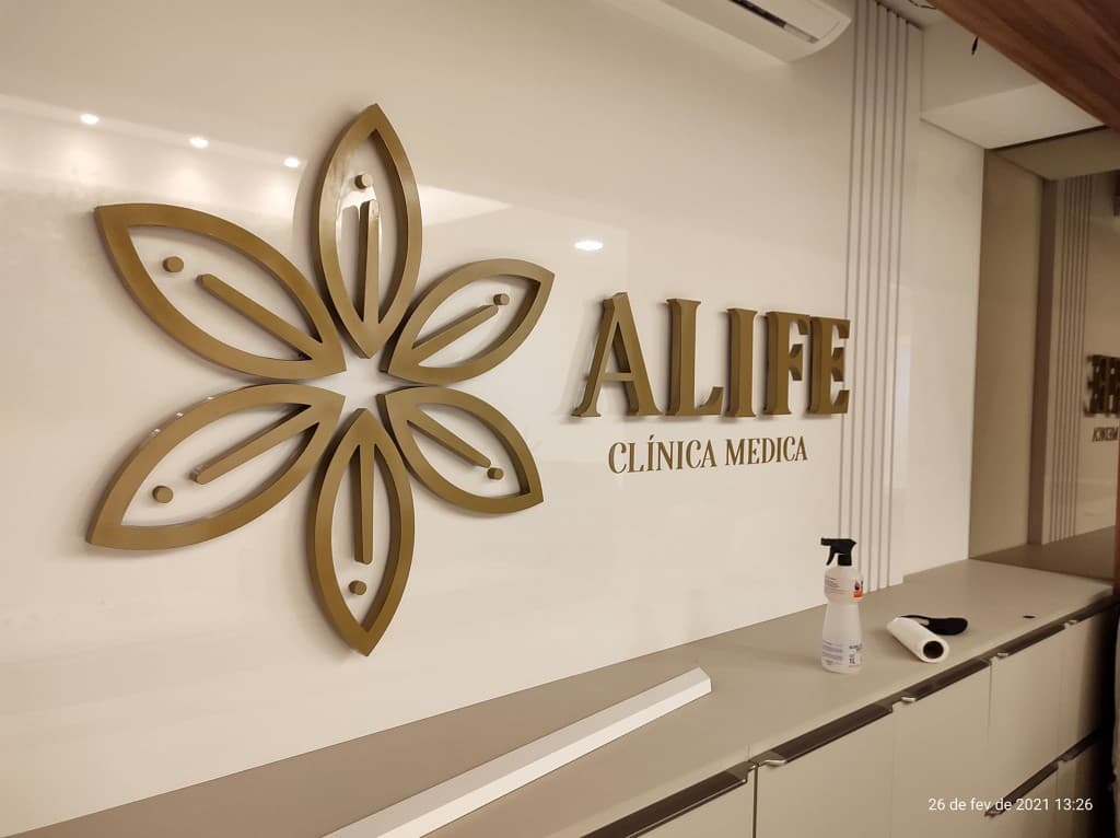 Letreiro 3D interno da ALIFE Clínica Médica